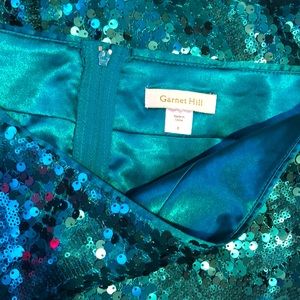 Garnet Hill teal blue sequin skirt
